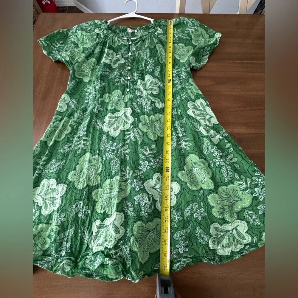 Sundry Anthropologie V Neck Mini Sling Dress Green Floral Size 3